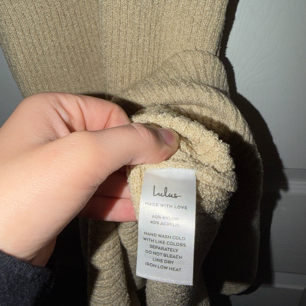 Lulu's Beige Ribbed Knit Dress - Picture 7 of 9